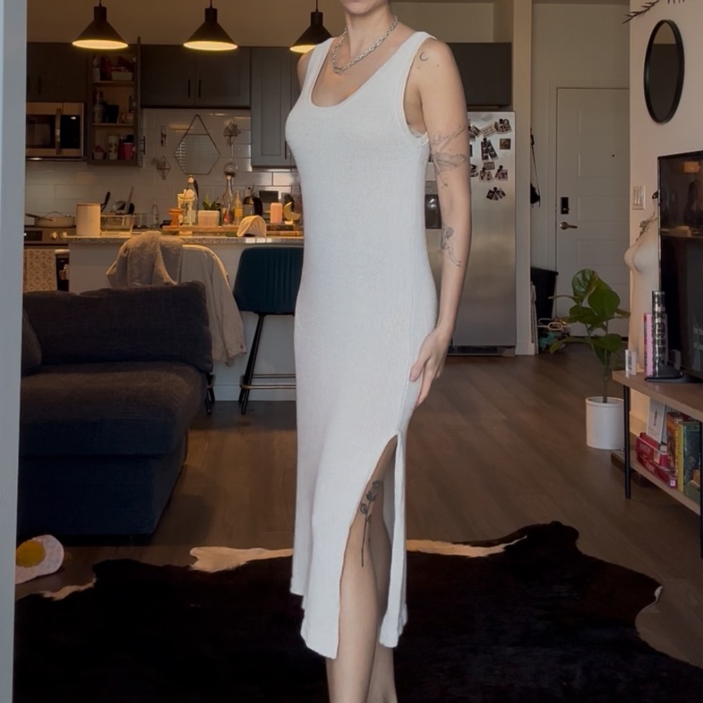 Massimo Dutti Cream Midi Dress